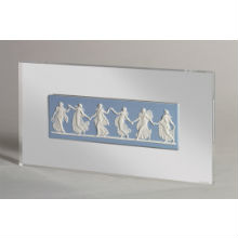 DANCING HOURS PLAQUE, WHITE ON BLUE 34X19CM